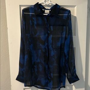 Women's Sheer Blue Button Down Shirt
